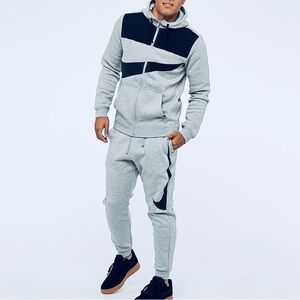 Men’s Nike Sportswear Hybrid Sweatsuit Tracksuit Black Gray Size Med